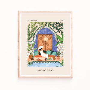 Moroccan Riad Art Print: Tropical Boho Wall Decor