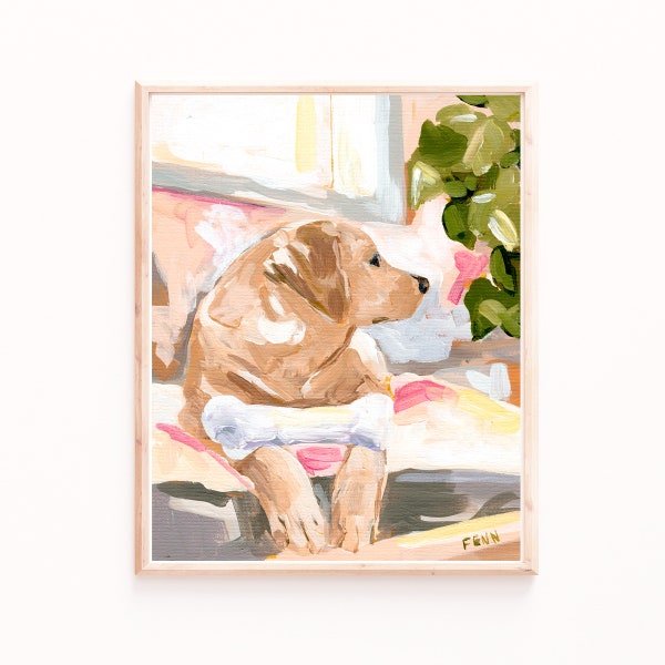Dog Art Print, Labrador Wall Art, Yellow Lab Painting, Dog Print, Cute Dog Print, Labrador Gifts, Dog Wall Art, Sabina Fenn