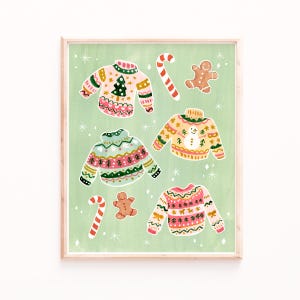 Christmas Sweaters Art Print: Holiday Wall Decor
