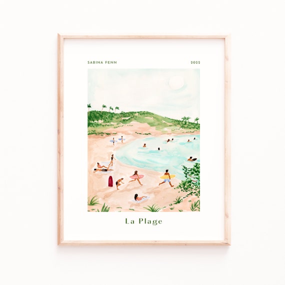 Beach Wall Art Print: Soft Watercolor Tropical Scene - Matte Paper
