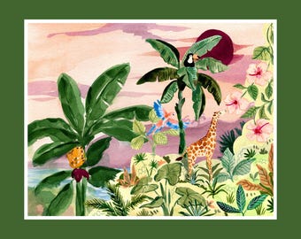 Jungle Animal Nursery Art Print: Whimsical Safari Wall Decor
