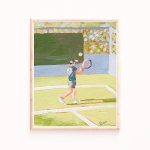 Arte de pared de tenis, regalos de amantes del tenis, impresión de arte de tenis, pintura de jugador de tenis, arte de la galería de la sala de estar, arte de la pared de la galería, impresión de la cancha de tenis