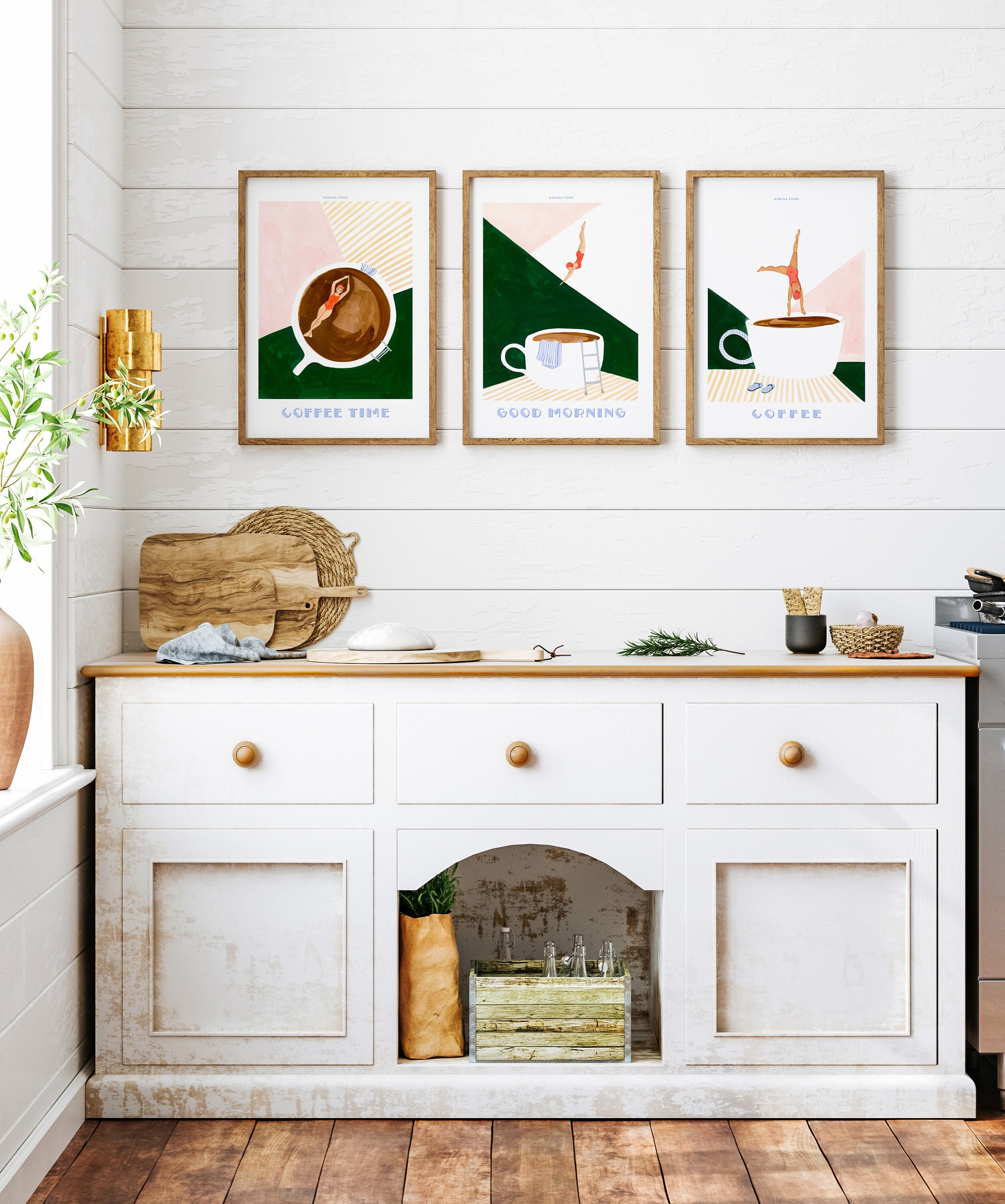Zdklfm69 Adesivi Murali Adesivi da Parete Buongiorno caffè Testo Wall Art Sticker Decalcomania per la Decorazione della caffetteria e della Cucina del caffè 140x114cm