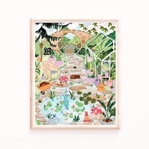 Secret Garden Kunstdruck, Botanische Wandkunst, Gartendrucke, Gartendeko, Bunte Wandkunst, Sabina Fenn
