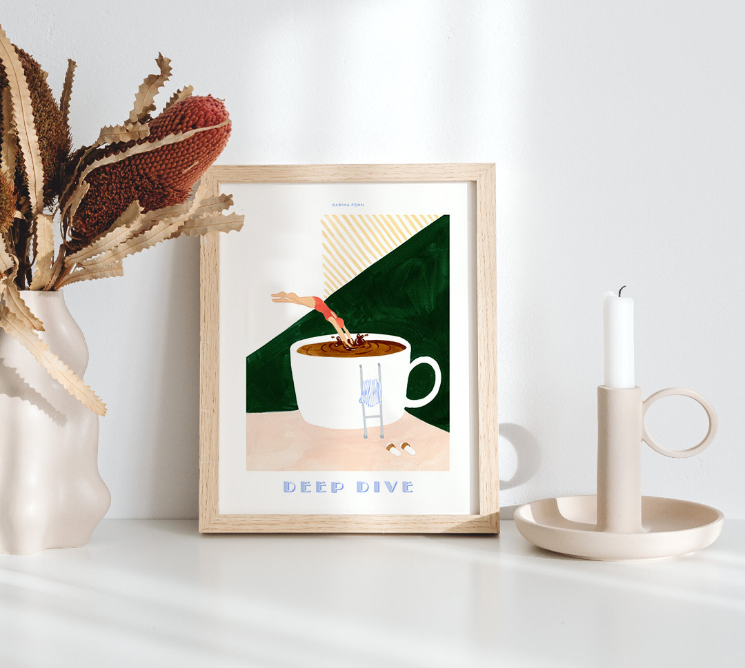 Art Deco Coffee Diver Print - Watercolor Style Kitchen Decor - Etsy