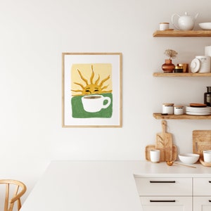 Coffee Sunshine Poster Print, Coffee Bar Prints, Retro Wall Art, Kitchen Art, Coffee Station Art, Art Deco Prints, Coffee Lover Gifts zdjęcie 4