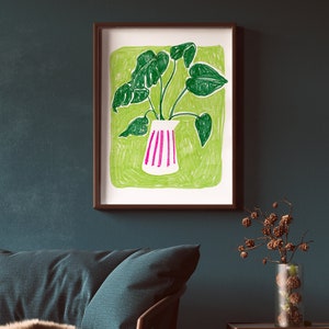 Monstera Art Print, Modern Poster Wall Art, Living Room Paintings, Green Prints, House Plant Botanical Posters, Sabina Fenn image 2