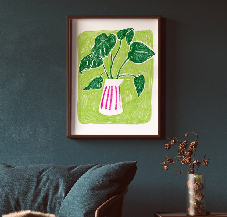 Monstera Art Print, Modern Poster Wall Art, Living Room Paintings, Green Prints, House Plant Botanical Posters, Sabina Fenn image 2