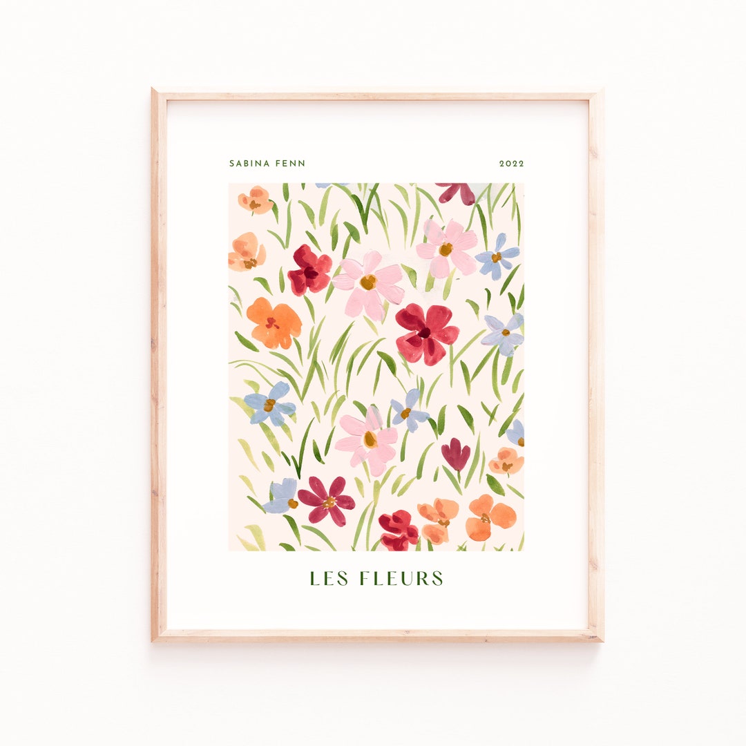 Floral Poster Print, Vintage Flowers Art, Danish Pastel Vibe, Vintage
