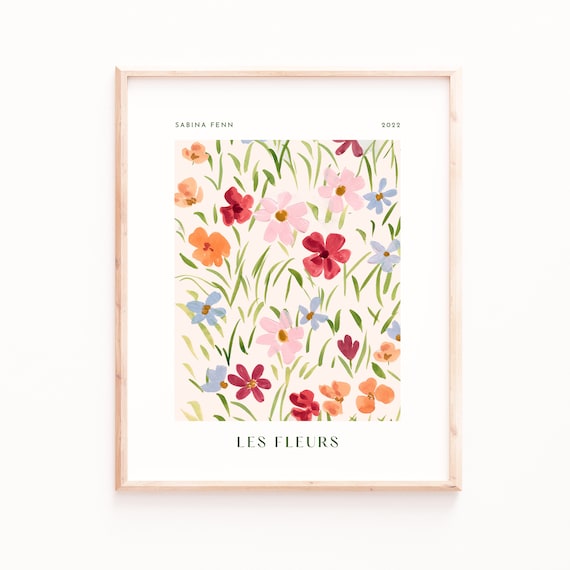 Floral Poster Print Vintage Flowers Art Danish Pastel Vibe Etsy
