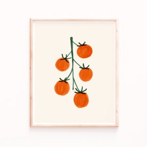 Strauchtomaten Kunstdruck - Aquarell Küchen Wandkunst, rustikale Tomate botanische Druck, Gemüsekunstwerk im Farmers Market Stil