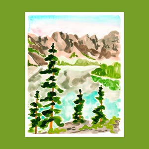 Impresión del lago Moraine, arte mural en acuarela, carteles de Banff, pinturas de Alberta, carteles de Parks Canada, impresión del parque nacional de Banff, impresión artística del lago