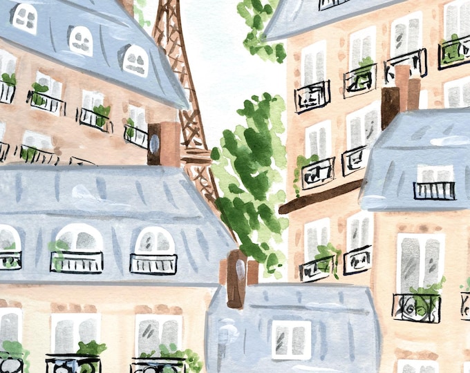 Eiffel Tower Art Print: Watercolor Paris Buildings - Whimsical Wall Decor