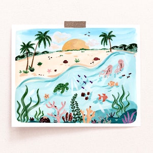 Underwater Print, Ocean Wall Art, Under the Sea, Illustration, Bathroom Prints, Kids Room Decor, Tropical Art Prints, Sabina Fenn, Beach Art image 3
