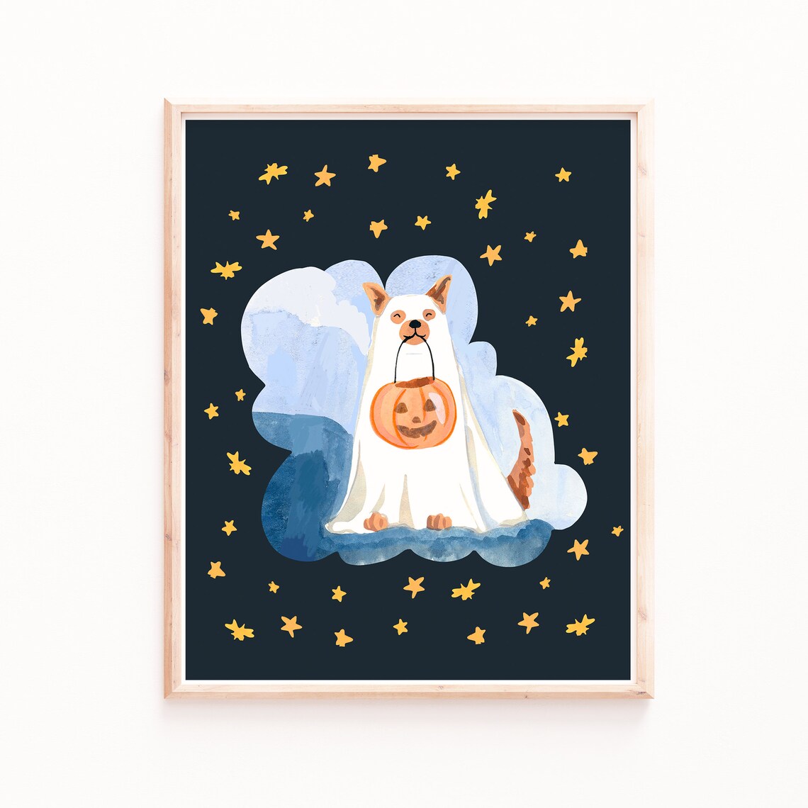 Ghost Dog Halloween Illustration.