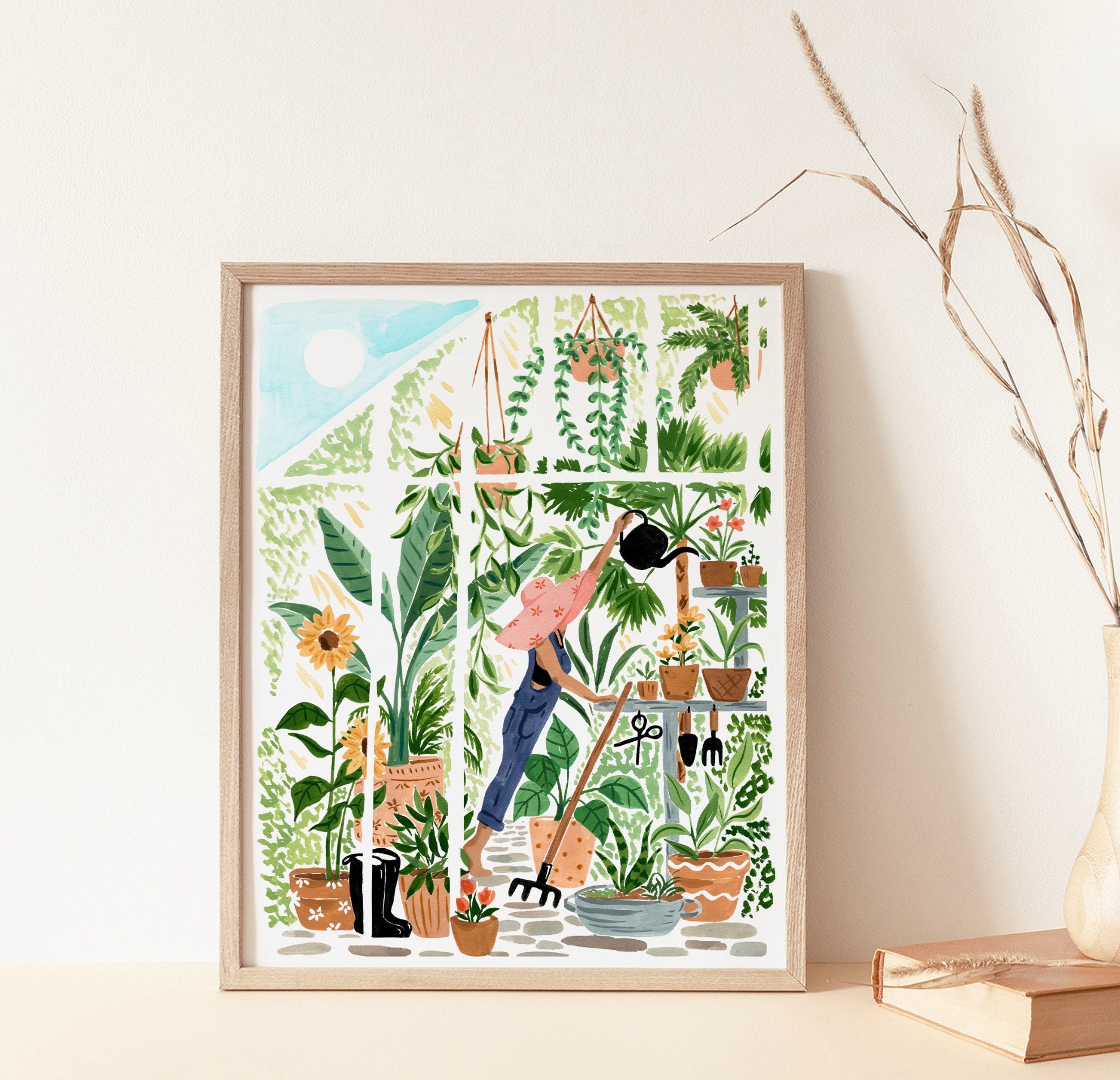 Botanical Garden Art Print Gardening Spring Art Peaceful | Etsy