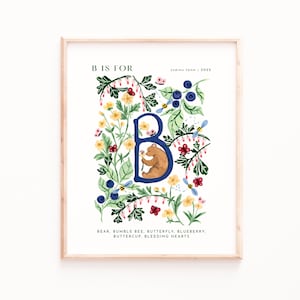 Monogram B Art Print, Alphabet Prints, Alphabetical Wall Art, Nursery Decor, Nursery Prints, Baby Room, Kids Room, Letter Prints, Animals