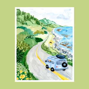 Road Trip Art Print, Van Poster, Adventure Dog, Travel Prints, Sabina Fenn