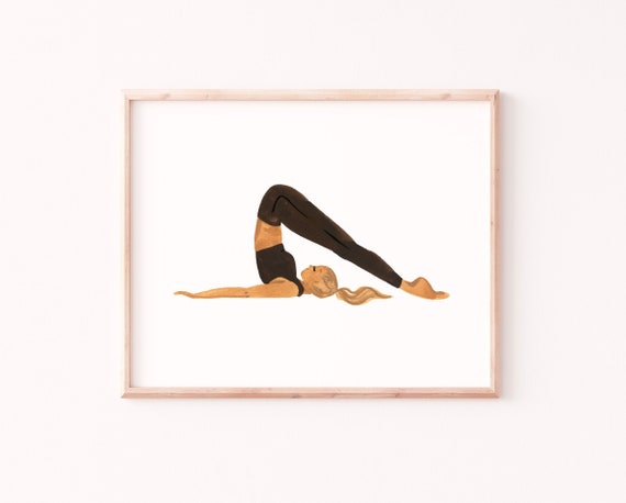 Yoga illustration print, yoga girl print, boho yoga wall art, yoga