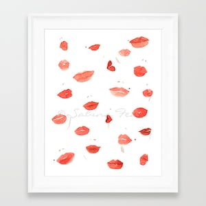 Abstrakte Lippen Kunstdruck Sabina Fenn Illustration - Aquarell Malerei Chic Wand Kunst Dekor - Schönheit Kunstwerk Malerei - Aquarell Lippenstift