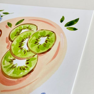 Kiwis and Coffee Art Print, Fruit and Flowers Bananas Gouache Painting, Perfect for kitchen dining room, Sabina Fenn Illustration image 4