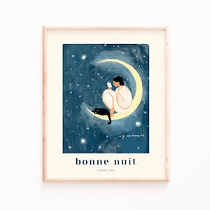 Moon Poster Print, Bedroom Art print