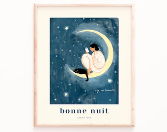 Moon Poster Print, Bedroom Art print