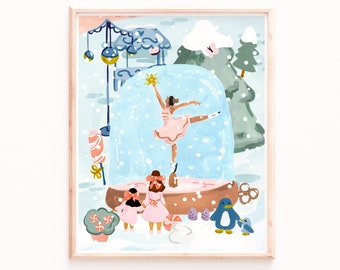 Christmas Wall Art: Fairy Dancer Snow Globe - Kids Room Decor