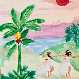 ORIGINAL Island Dancers Watercolor painting by Sabina Fenn image 1