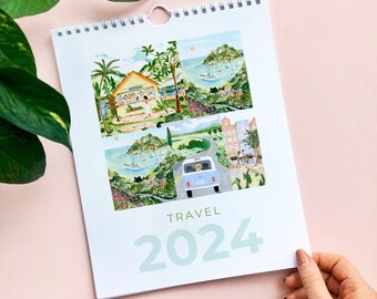 Printable A5 2024 Wall Calendar, Travel Calendar, Monthly Calendars Download, Sabina Fenn