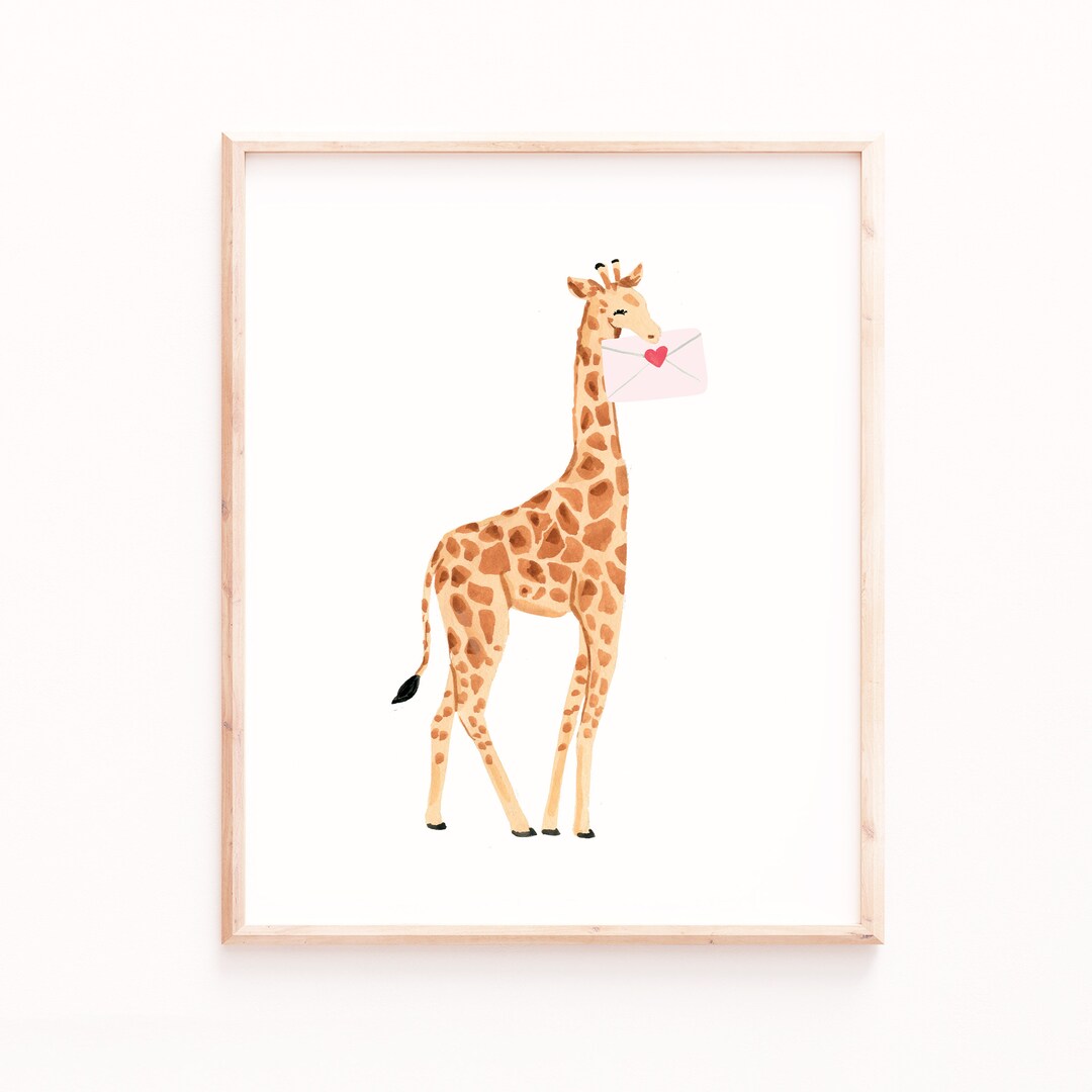 Giraffe Valentine Print, Valentine's Day Prints, Handmade Wall Art ...
