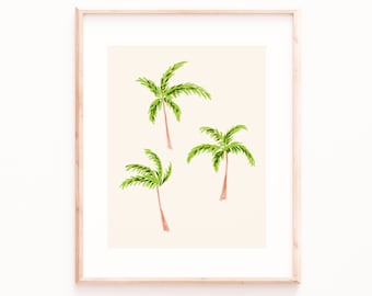 Palm Trees Art Print, Neutral Tropical Art, Modern Minimal Wall Art, Bohemian Decor, Bedroom Prints, Bathroom Art, Palm Tree Art