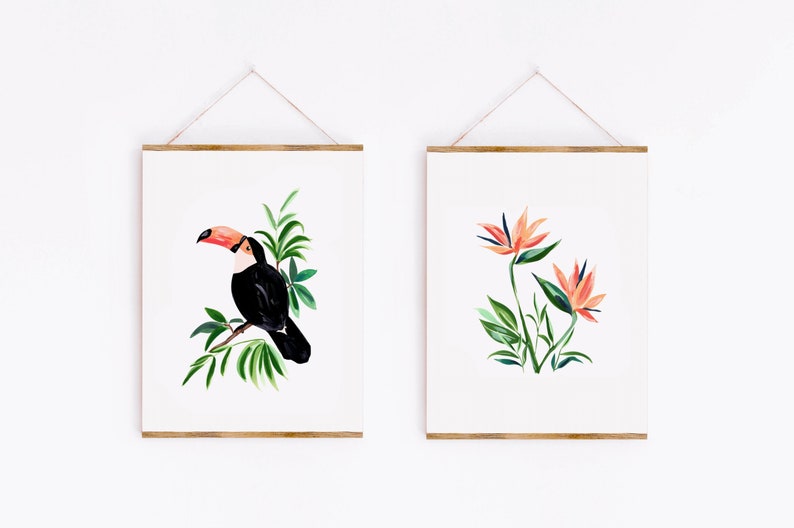 Bird of Paradise Art Print, Heliconia Flower, Tropical Floral Print, Botanical Wall Art, Giclee Prints, Minimal Prints, Sabina Fenn image 5