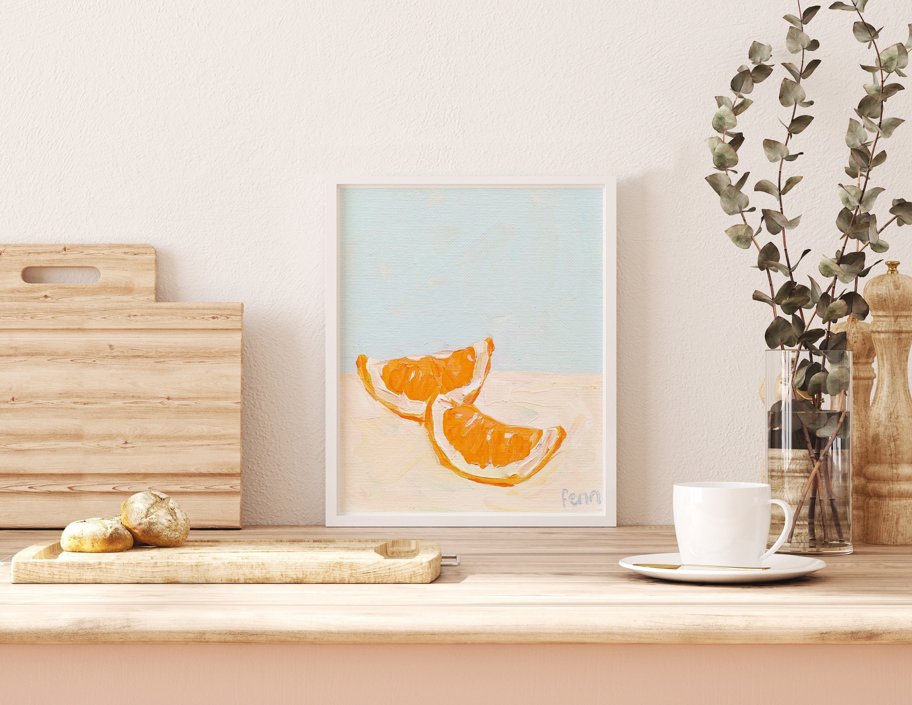Orange Slices Still Life Art Print: Kitchen Wall Decor
