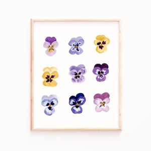 Pansies Art Print - Pansy Art - Botanical Flower Artwork - Acuarela Gouache, Pintura, Decoración Floral De Paredes, Grabados De Carteles, Arte De Flores