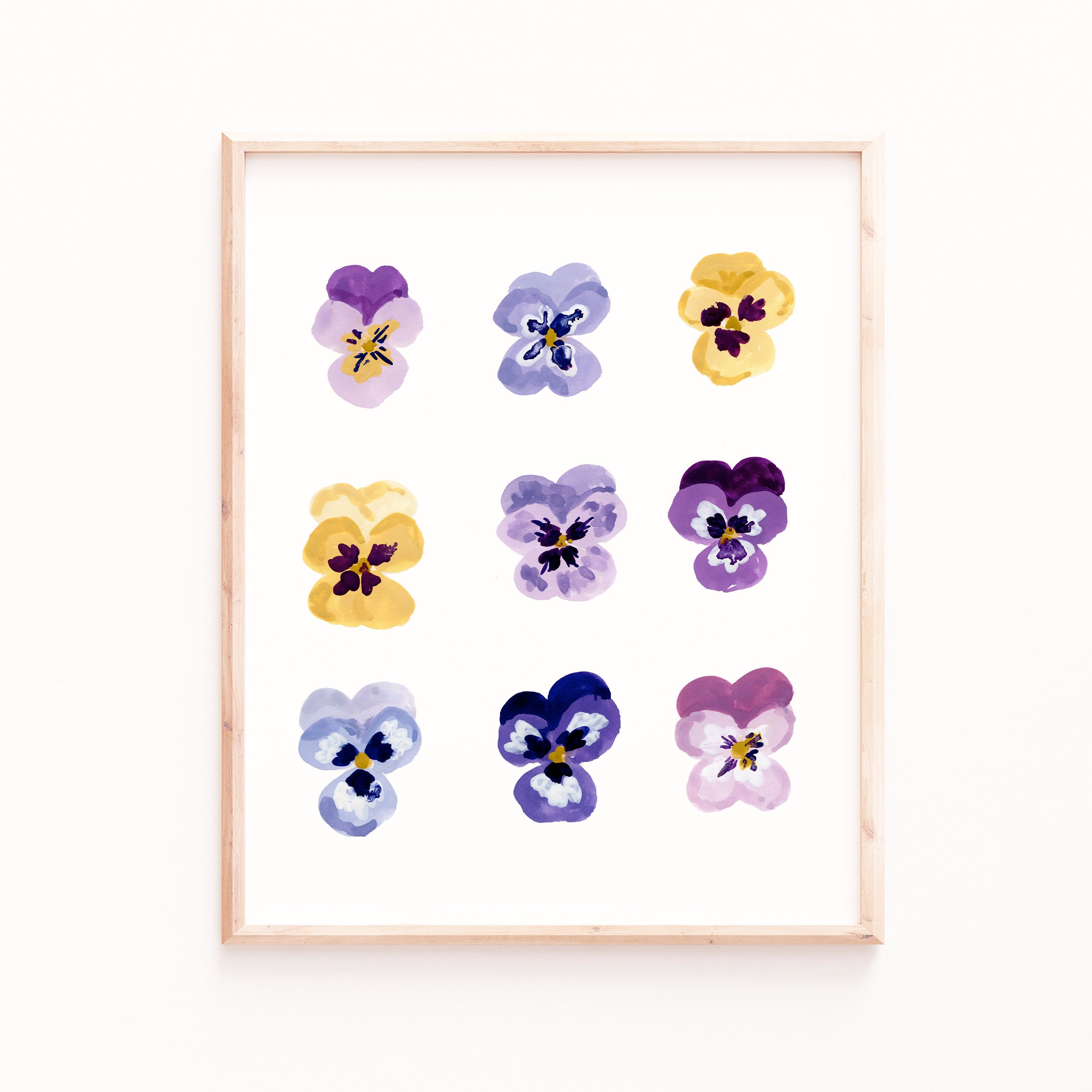 Pansies Art Print: Botanical Gouache Flower Painting