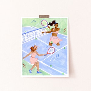 Tennis Girls Art Print, Sport Women Prints, Tennis Gifts for Her, Wall Art Sporty