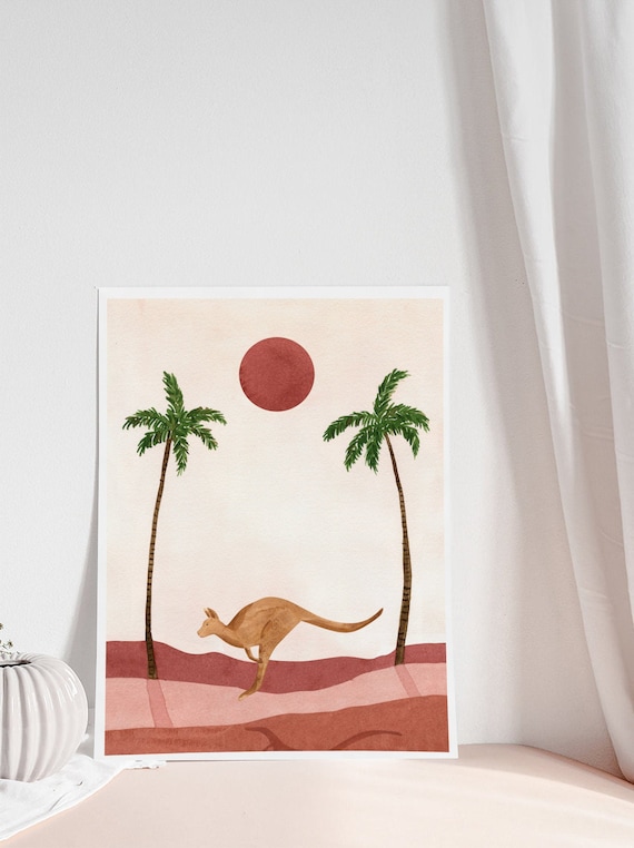 Kangaroo Art Print: Matte Giclee Illustration on Bright White Paper