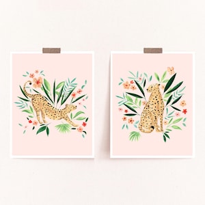 Safari Watercolor Print, Cheetah Illustration