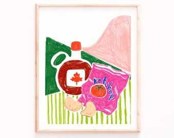 Canadian Kitchen Wall Art - Ketchup Chips and Maple Syrup Print