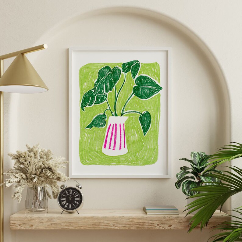 Monstera Art Print, Modern Poster Wall Art, Living Room Paintings, Green Prints, House Plant Botanical Posters, Sabina Fenn image 5
