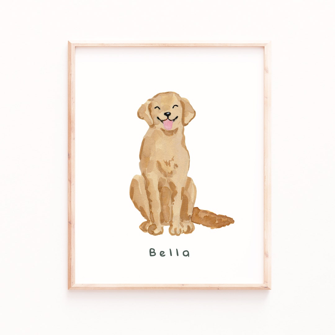 Personalized Dog Watercolor Print, Custom Pet Portrait (name Optional ...
