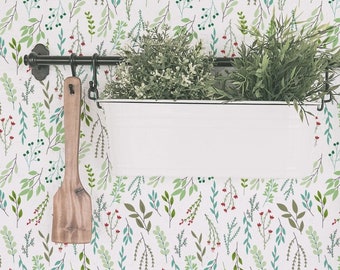 Plants Wallpaper, Removable Wallpaper, Temporary Wallpaper, Peel and Stick Wallpaper, Self adhesive Wallpaper, Wall Mural