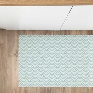 Japanese Waves Vinyl Rug, Vinyl Carpet, Pvc Mat, Kitchen Rug