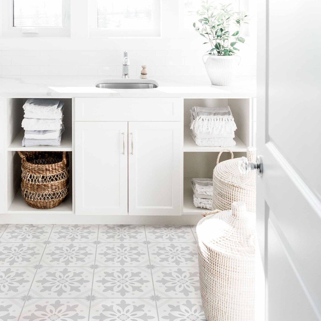 Peel and Stick Vinyl Floor Tile, Linoleum Flooring, Custom Floor Decal