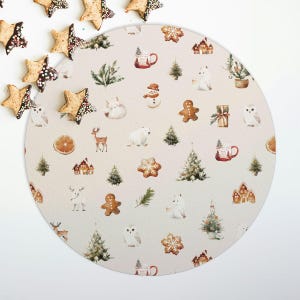 Christmas Vinyl Placemats, Round Holiday Placemats, Vinyl Placemats Christmas Theme, Circular Christmas Placemat, Festive Placemat Christmas image 5