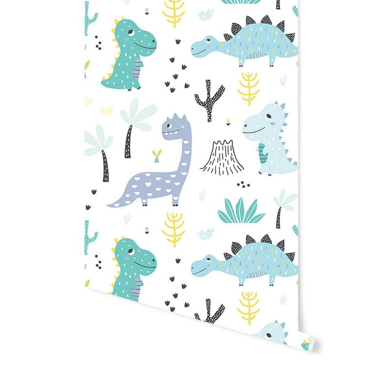 Dinosaurs Wallpaper Removable Wallpaper Nursery Wallpaper Etsy