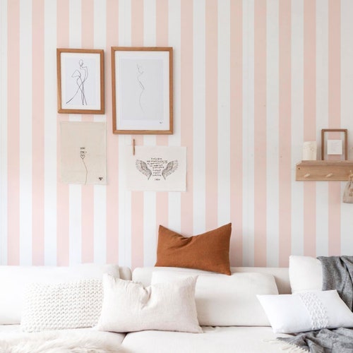Pink And Gold Striped Wallpaper