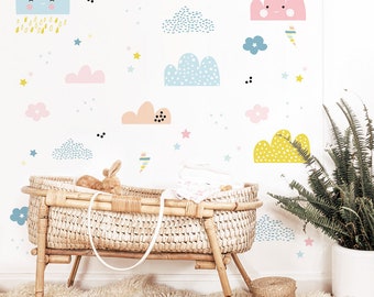 Cloud Sticker, Cloud Wall Decal, Cloud Nursery, Pastel Pink Wall Decor