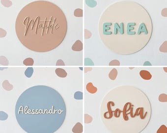 Personalized Acrylic Name Sign, Nursery Wall Decor, Name Sign For Nursery Round, Nursery Sign Above Crib, Door Name Sign for Kids